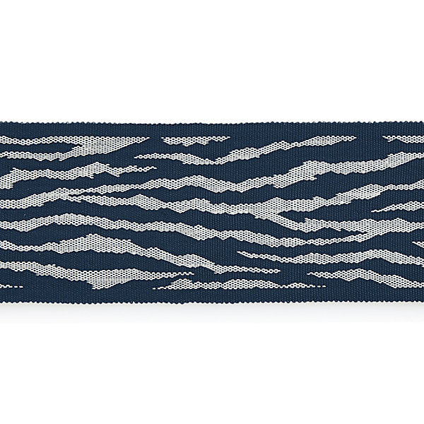 Tiger Tape/Indigo Sc 0004T3310 by Scalamandre
 Designer Trim ISOLA INDOOR / OUTDOOR                                                 100% POLYOLEFIN UNITED KINGDOM HEAVY DUTY Horizontal: 6.25" and Vertical:  3"  - Swanky Fabrics -