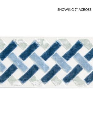 <p>Parquet Velvet Tape Blue Lagoon SCT33260004 by Scalamandre Trim</p><p><strong>Required Minimum Quantity Purchase: Fabrics by the yard 1 YARD MINIMUM </p><p>Book: PACIFICA</p><p>Content: 50% VISCOSE 50% COTTON</p><p>Origin: INDIA</p><p>Performance: MEDIUM DUTY</p><p>Repeat: Horizontal: 1.5" and Vertical: </p><p>Width: 3.75</p>