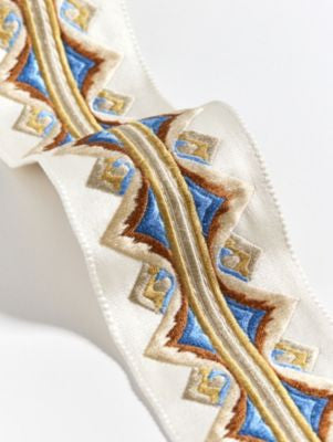 Flamme Embroidered Tape Autumn SCT33350004 by Scalamandre Trim THE METROPOLITAN MUSEUM OF ART 56% VISCOSE 30% SILK 14% COTTON INDIA LIGHT DUTY Horizontal: 1.75" and Vertical: 0" 3 - Fabric Carolina -