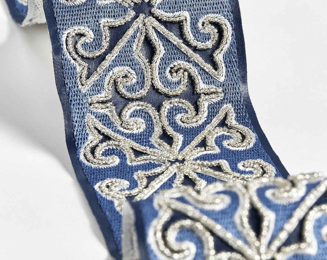 Saxony Embellished Tape Midnight SCT33370004 by Scalamandre Designer Trim