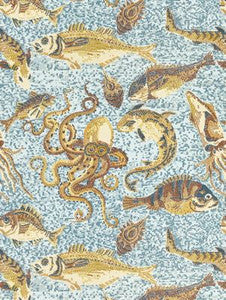 Scalamandre Wallpaper Mikonos Ochres & Aqua