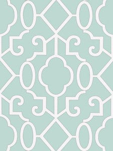 Scalamandre Wallpaper Ming Fretwork Wallpaper Aquamarine