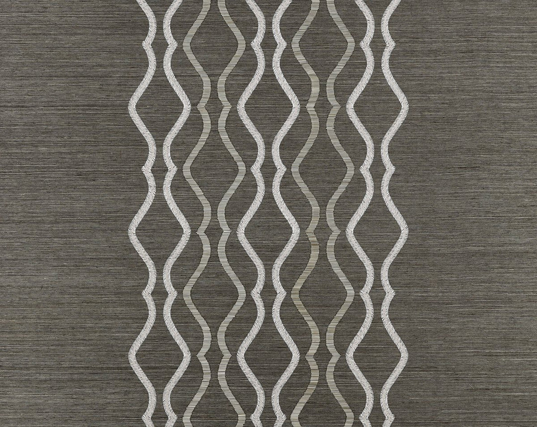 Valentina Embellished Sisal Sterling SCWP884470004 by Scalamandre Designer Wallpaper