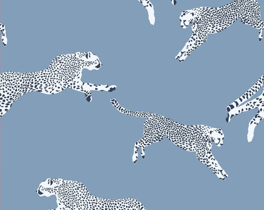 Leaping Cheetah Cloud Nine SCWP884490004 by Scalamandre Designer Wallpaper