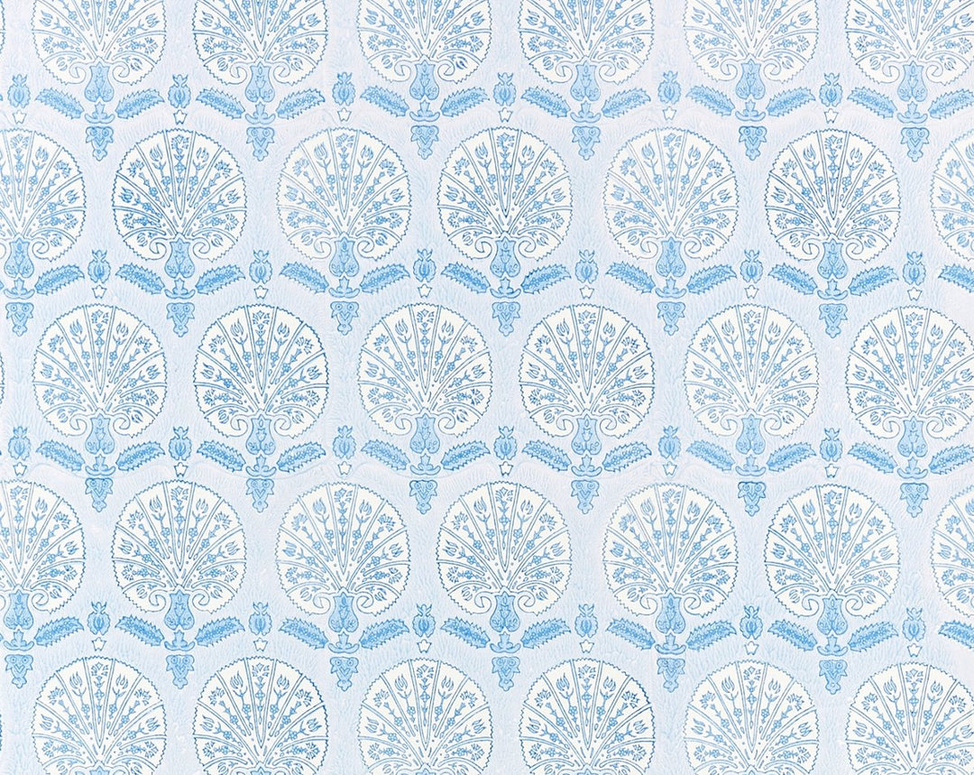 Karanfil Block Print Wallpaper Sky SCWP885600004 by Scalamandre Designer Wallpaper