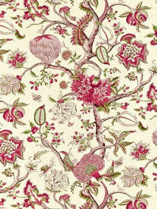 Scalamandre Fabric Pondicherry Cotton Print Turkey Red On Lime