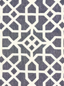 Scalamandre Fabric Linen Lattice Indigo & Greige