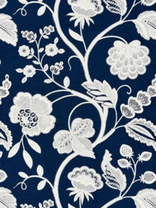 Scalamandre Fabric Kensington Embroidery Navy