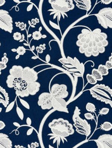 Scalamandre Fabric Kensington Embroidery Navy