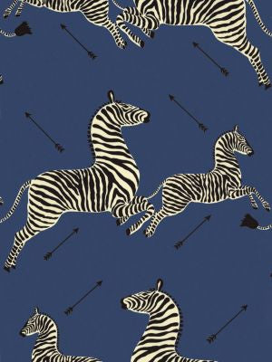 Zebras | Outdoor Denim SC363780005 by Scalamandre Designer Fabric ZEBRAS 100% SOLUTION DYED POLYESTER ITALY HEAVY DUTY Horizontal: 39.25" and Vertical: 27.5" 55.5 - Swanky Fabrics -