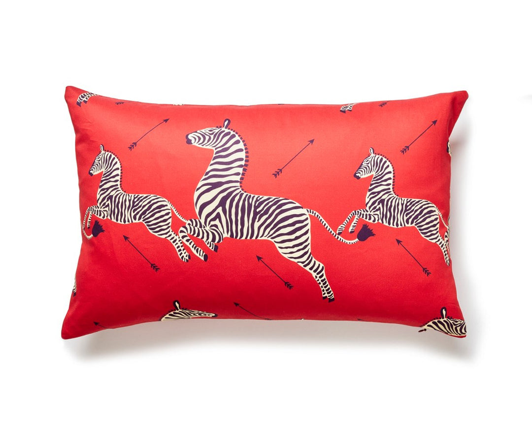 Zebras Petite Pillow 14 X 22 - Masai Red SCLPZEBPILL0005 by Scalamandre Designer Pillow