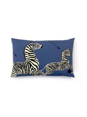 Zebras Pillow 14 X 22 - Denim SCLZEBRAPIL0005 by Scalamandre Designer Pillows ZEBRA COLLECTION 73% COTTON;27% LINEN U.S.A. LIGHT DUTY Horizontal: and Vertical: 0 - Swanky Fabrics -