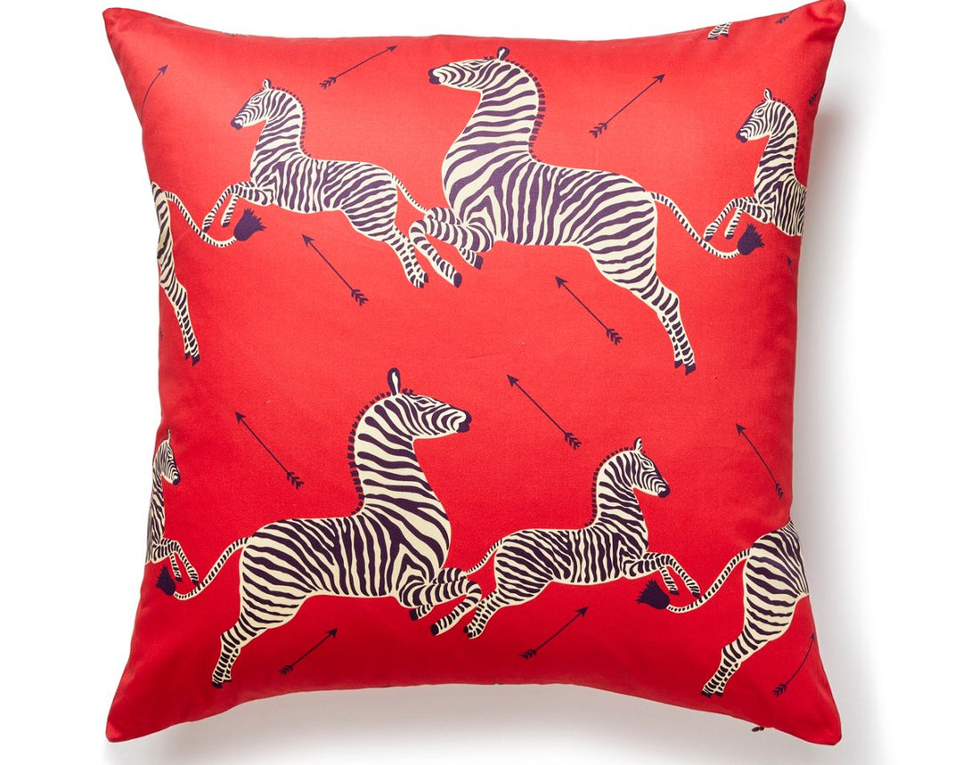 Zebras Petite Pillow 22 X 22 - Masai Red SCPZEBPILL0005 by Scalamandre Designer Pillow
