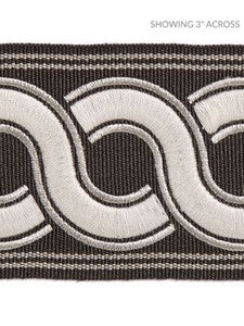 Scalamandre Trim Guilloche Embroidered Tape Charcoal