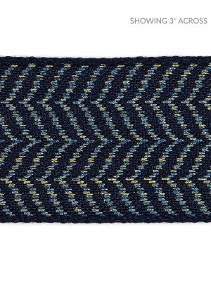 Artemis Tape Indigo SCT32940005 by Scalamandre Designer Trim MODERN LUXURY 88% VISCOSE 12% LUREX FRANCE LIGHT DUTY Horizontal: .625" and Vertical: 2.38 - Swanky Fabrics -