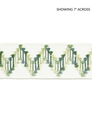 Sayuri Embroidered Tape Forest SCT33240005 by Scalamandre Designer Trim PACIFICA 60% VISCOSE 40% RAYON INDIA LIGHT DUTY Horizontal: 4" and Vertical: 2.75 - Swanky Fabrics -