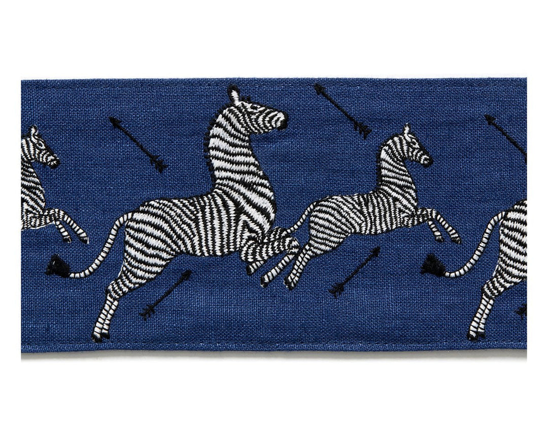 Zebras Embroidered Tape Denim SCT33320005 by Scalamandre Designer Trim