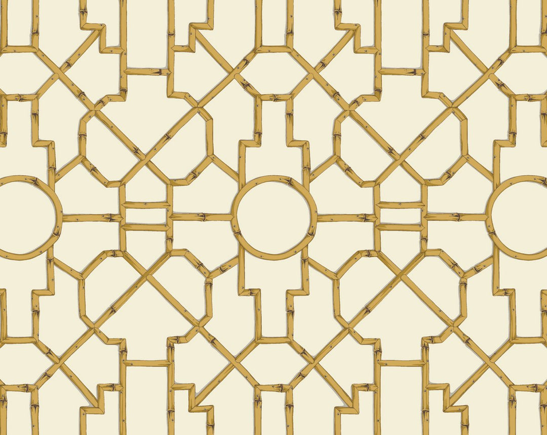 Baldwin Bamboo Rattan & Brown On Off-White SCWP81630D0005 by Scalamandre Designer Wallpaper