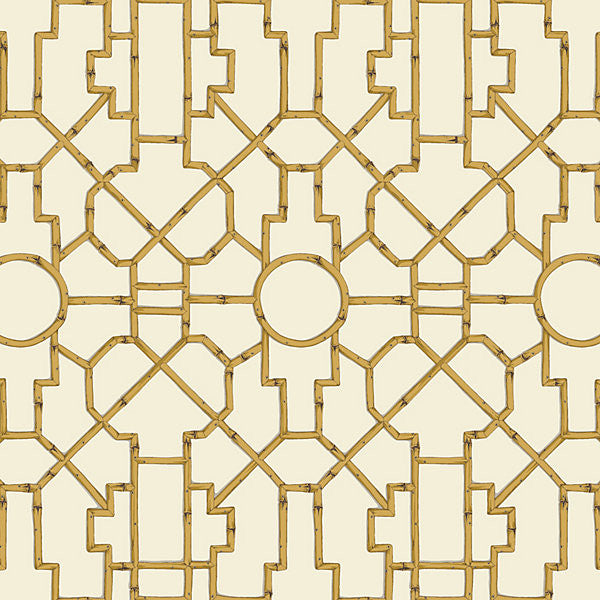 Baldwin Bamboo/Rattan & Brown On Off-White Sc 0005Wp81630 by Scalamandre
 Wallpaper USA Horizontal: 55.5" and Vertical: 27" 27" - Fabric Carolina -