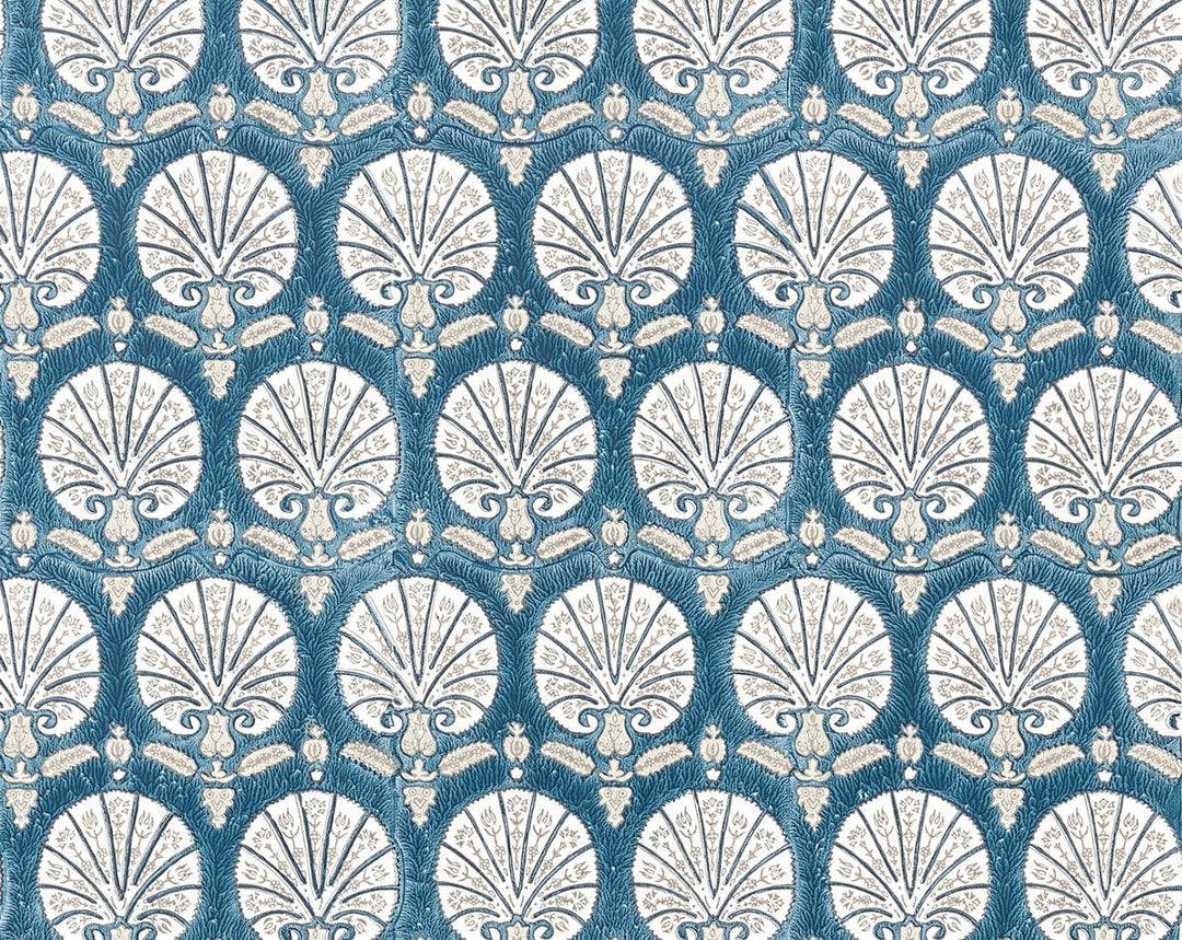 Karanfil Block Print Wallpaper Indigo SCWP885600005 by Scalamandre Designer Wallpaper