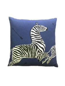 Scalamandre Pillows Zebras Outdoor Pillow 22 X 22 - Denim