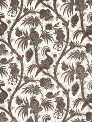 Balinese Peacock Linen Print Java SC165750006 by Scalamandre Designer Fabric ORIANA 67% LINEN 33% COTTON FRANCE LIGHT DUTY Horizontal: 21.625" and Vertical: 28.5" 57 - Swanky Fabrics -