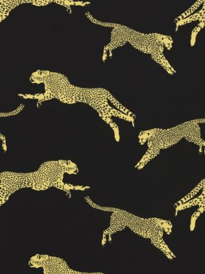 Leaping Cheetah Cotton Print Black Magic SC166340006 by Scalamandre Designer Fabric SAHARA 100% COTTON ITALY LIGHT DUTY Horizontal: 25.125" and Vertical: 27.5" 55 - Swanky Fabrics -