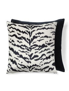 Scalamandre Pillows TigreVelvet Pillow 22 X 22 - Off-White & Black Black