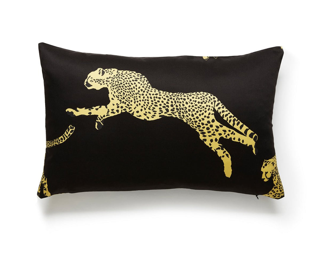 Leaping Cheetah Pillow 14 X 22 - Black Magic SCLCHEETPIL0006 by Scalamandre Designer Pillow