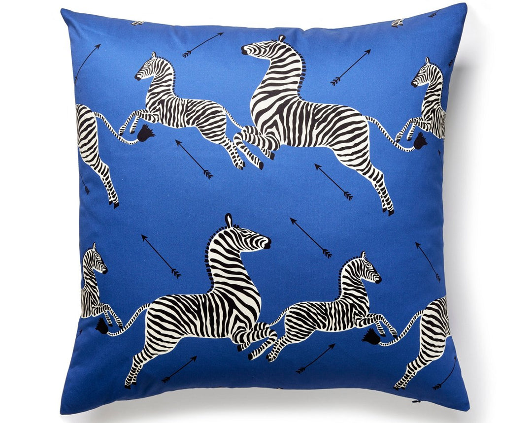 Zebras Petite Pillow 22 X 22 - Denim SCPZEBPILL0006 by Scalamandre Designer Pillow