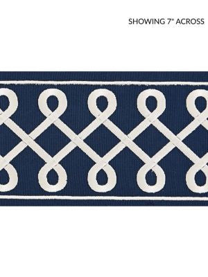 <p>Soutache Embroidered Tape Navy SCT32810006 by Scalamandre Trim</p><p><strong>Required Minimum Quantity Purchase: Fabrics by the yard 1 YARD MINIMUM </p><p>Book: ORIANA</p><p>Content: 85% COTTON 15% RAYON</p><p>Origin: INDIA</p><p>Performance: LIGHT DUTY</p><p>Repeat: Horizontal: 1.625" and Vertical: </p><p>Width: 4.5</p>