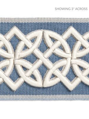 <p>Celtic Embroidered Tape Dusk Blue SCT32820006 by Scalamandre Trim</p><p><strong>Required Minimum Quantity Purchase: Fabrics by the yard 1 YARD MINIMUM </p><p>Book: HAMPTONS TRIMMINGS</p><p>Content: 40% POLYESTER 32% VISCOSE 28% ACRYLIC</p><p>Origin: CHINA</p><p>Performance: LIGHT DUTY</p><p>Repeat: Horizontal: 1.875" and Vertical: </p><p>Width: 2.75</p>