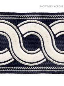 Scalamandre Trim Guilloche Embroidered Tape Indigo