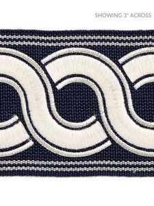 Scalamandre Trim Guilloche Embroidered Tape Indigo