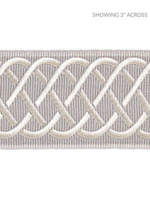 Helix Embroidered Tape Silver Grey SCT32840006 by Scalamandre Designer Trim HAMPTONS TRIMMINGS 77% VISCOSE 23% RAYON CHINA LIGHT DUTY Horizontal: and Vertical: 2 - Swanky Fabrics -
