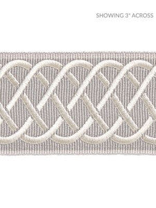 Scalamandre Trim Helix Embroidered Tape Silver Grey