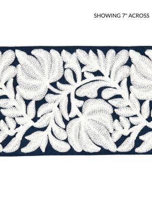 Coventry Embroidered Tape Navy SCT32960006 by Scalamandre Designer Trim BOTANICA 70% LINEN 30% SPUN VISCOSE INDIA LIGHT DUTY Horizontal: and Vertical: 5 - Swanky Fabrics -