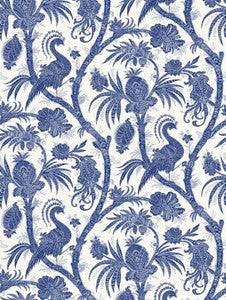 Scalamandre Wallpaper Balinese Peacock Indigo