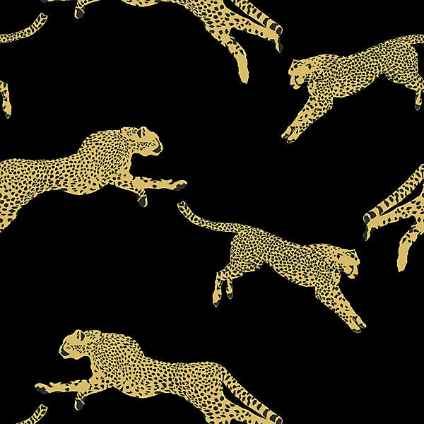 Leaping Cheetah Black Magic by Scalamandre
 Wallcovering Scalamandre
 Wallcovering Leaping Cheetah Black MagicWallcovering USA </p><p>Repeat: H: 24", V: 26" 52" - Fabric Carolina -