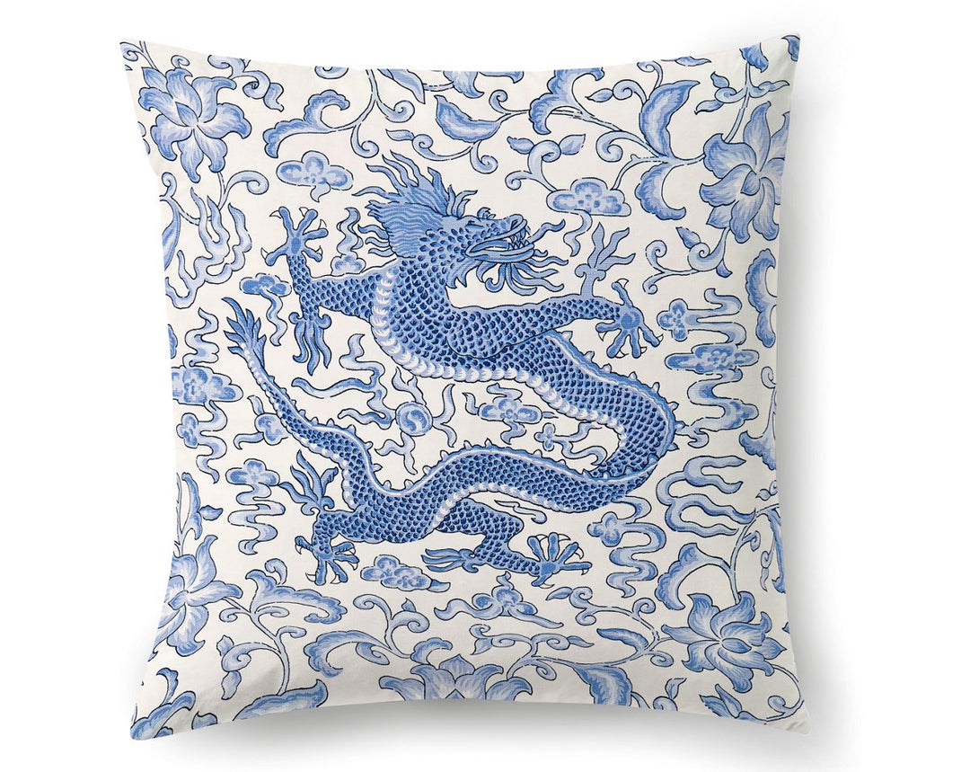 Chi'En Dragon Pillow 22 X 22 - Hyacinth Blue SCDRAGONPIL0007 by Scalamandre Designer Pillow