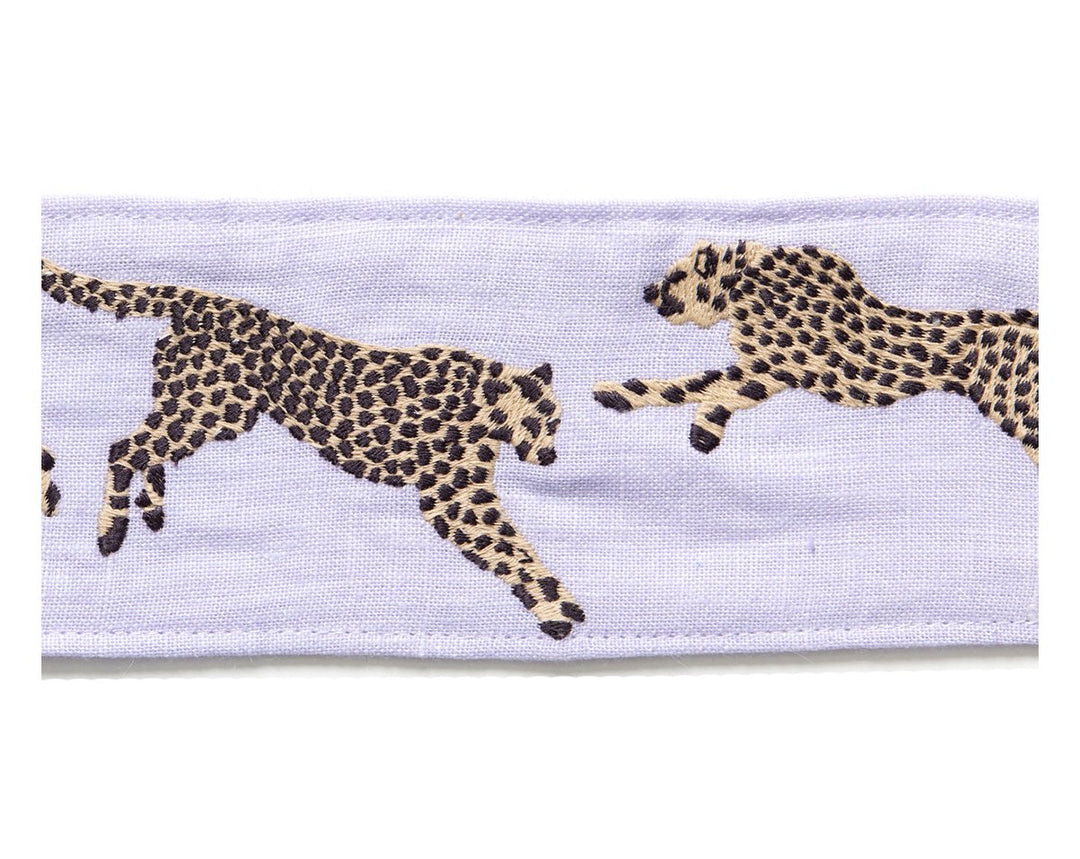 Leaping Cheetah Embrdry Tape Lilac SCT33310007 by Scalamandre Designer Trim
