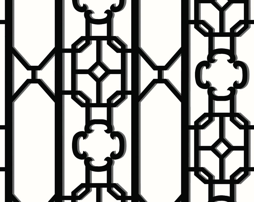 Joanna Fret Onyx SCWP88582D0007 by Scalamandre Designer Wallpaper