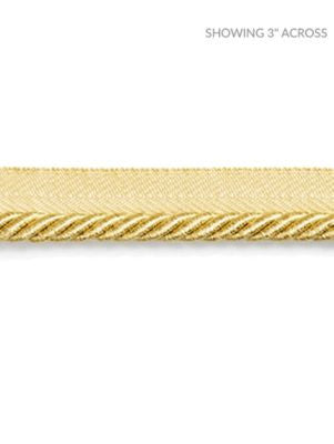 <p>Boulevard Cord Sunbeam SCC3140008 by Scalamandre Trim</p><p><strong>Required Minimum Quantity Purchase: Fabrics by the yard 1 YARD MINIMUM </p><p>Book: NOVANTA PASSEMENTERIE</p><p>Content: 15% POLYESTER 1% ACRYLIC, 48% COTTON 19% RAYON 17% FIBRANNE</p><p>Origin: CHINA</p><p>Performance: LIGHT DUTY</p><p>Repeat: Horizontal: 0" and Vertical: 0"</p><p>Width: 0.25</p>