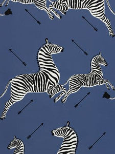 Scalamandre Wallpaper Zebras | Vinyl Denim