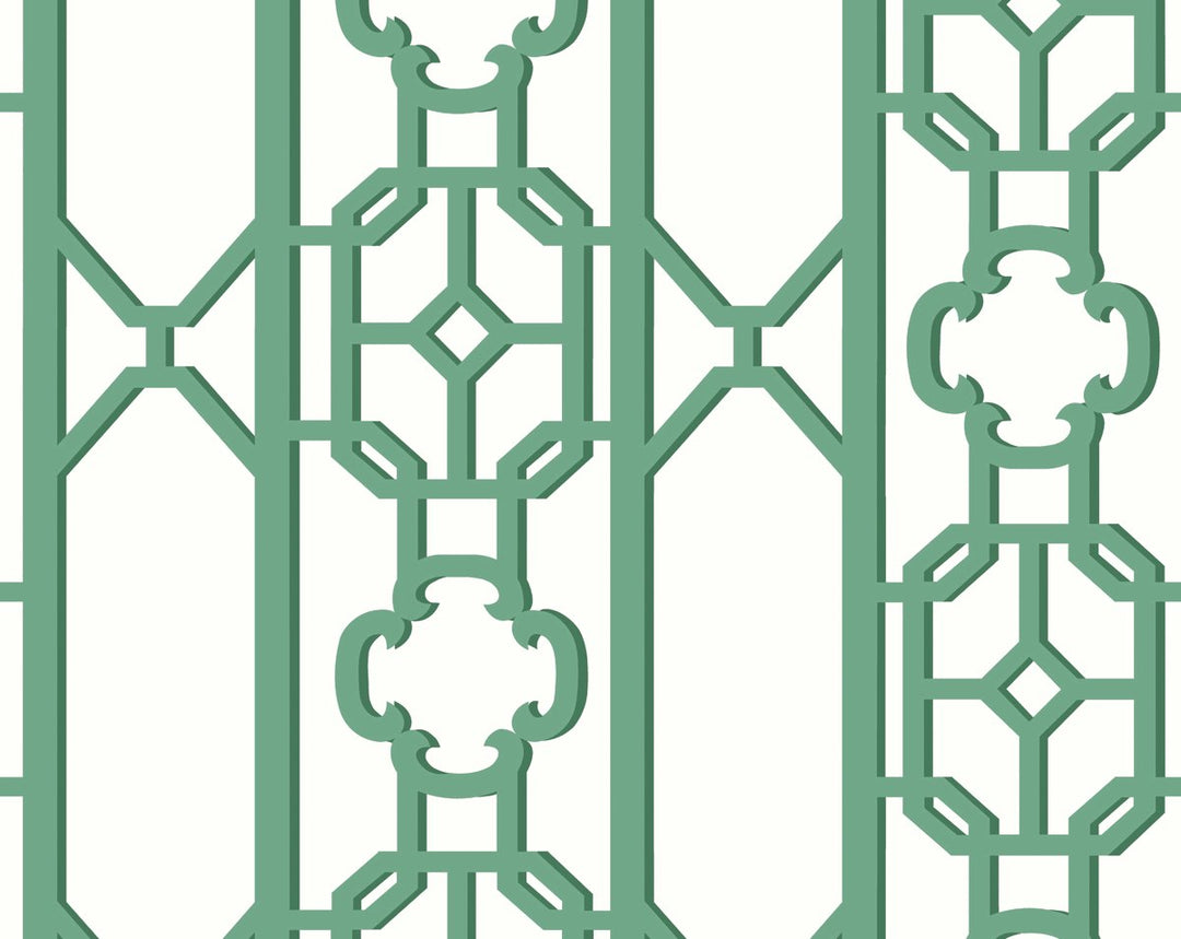 Joanna Fret Gazebo Green SCWP88582D0008 by Scalamandre Designer Wallpaper