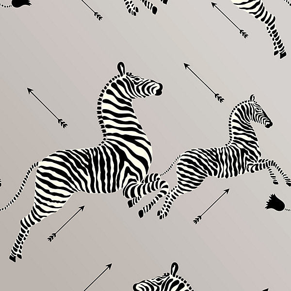 Zebras - Wallpaper/Silver Sc 0010Wp81388M by Scalamandre
 Wallpaper USA Horizontal: 37.5" and Vertical: 26" 26" - Fabric Carolina -