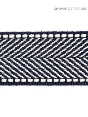 Montauk Herringbone Tape Indigo SCT32850011 by Scalamandre Designer Trim HAMPTONS TRIMMINGS 99% ACRYLIC 1% POLYESTER CHINA LIGHT DUTY Horizontal: and Vertical: 1.88 - Swanky Fabrics -