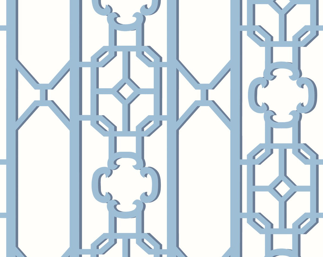 Joanna Fret Blue Jay SCWP88582D0011 by Scalamandre Designer Wallpaper