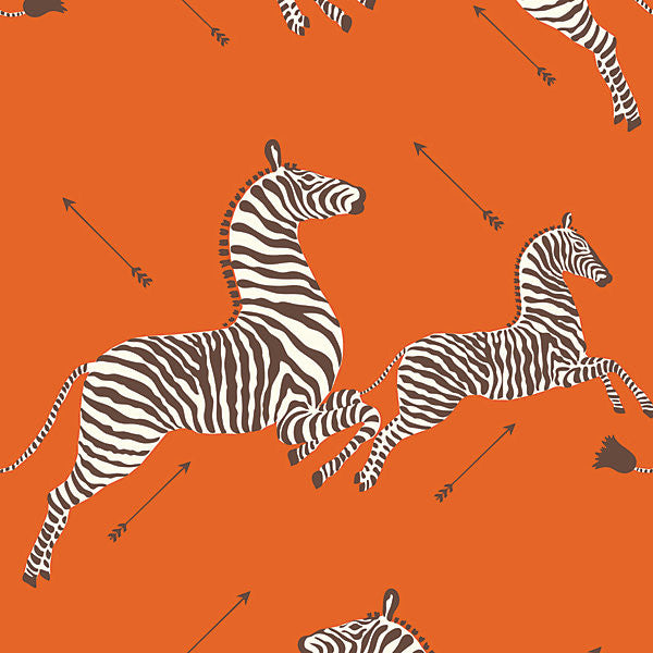Zebras - Wallpaper/Orange Sc 0012Wp81388M by Scalamandre
 Wallpaper USA Horizontal: 37.5" and Vertical: 26" 26" - Fabric Carolina -
