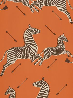 Zebras | Wallpaper Orange SCWP81388M0012 by Scalamandre Wallpaper ZEBRAS U.S.A. Horizontal: 37.5" and Vertical: 26" 26 - Fabric Carolina -